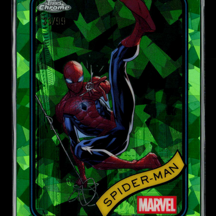 2025 Topps Chrome Marvel Sapphire Peter Parker Spider-Man 33/99 #101 Green