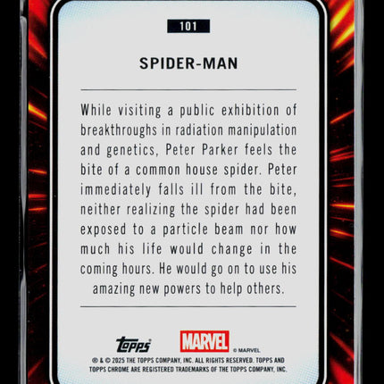 2025 Topps Chrome Marvel Sapphire Peter Parker Spider-Man 33/99 #101 Green