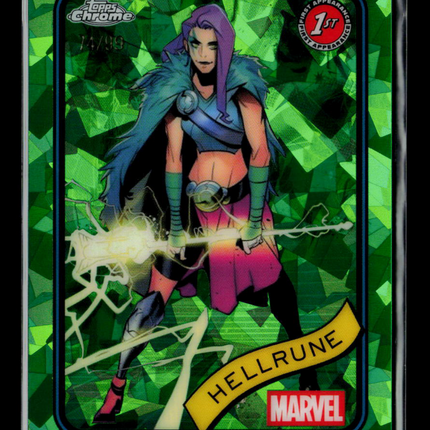 2025 Topps Chrome Marvel Sapphire Hellrune 14/99 1st Appearance #199 Green