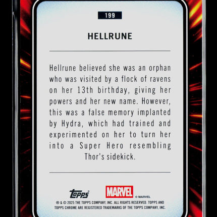 2025 Topps Chrome Marvel Sapphire Hellrune 14/99 1st Appearance #199 Green