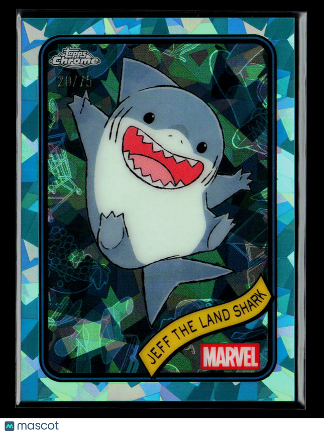 2025 Topps Chrome Marvel Sapphire Jeff the Land Shark #156 Aqua /75