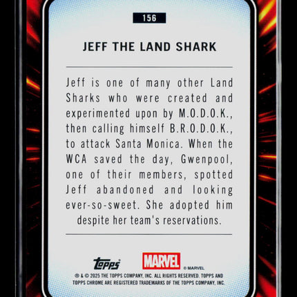 2025 Topps Chrome Marvel Sapphire Jeff the Land Shark #156 Aqua /75