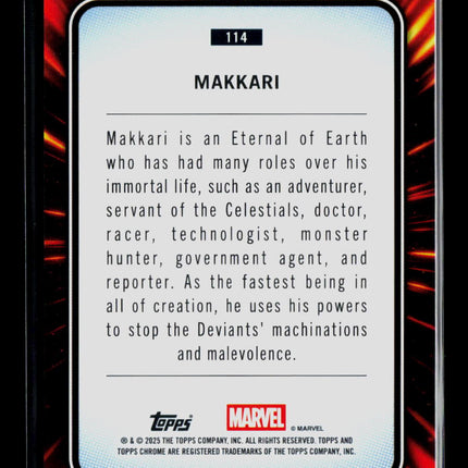 2025 Topps Chrome Marvel Sapphire Makkari 11/75 #114 Aqua