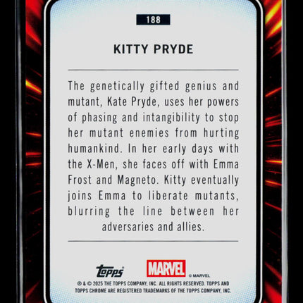 2025 Topps Chrome Marvel Sapphire Kitty Pryde 21/50 #188 Gold