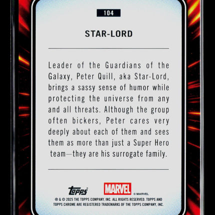 2025 Topps Chrome Marvel Sapphire Star-Lord Peter Quill 40/50 #104 Gold