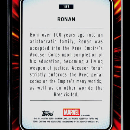 2025 Topps Chrome Marvel Sapphire Ronan the Accuser Ronan 01/25 #157 Orange