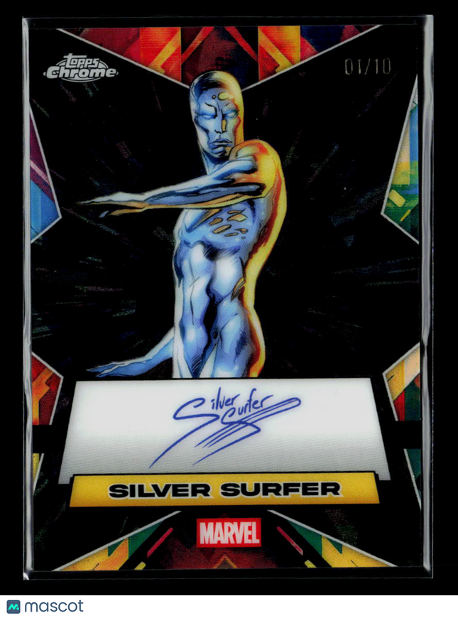 2025 Topps Chrome Marvel Sapphire Silver Surfer 01/10 Black Facsimile Autograph