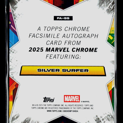 2025 Topps Chrome Marvel Sapphire Silver Surfer 01/10 Black Facsimile Autograph