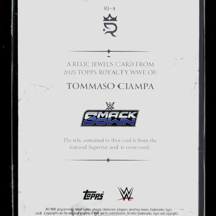 2025 Topps Royalty WWE Tommaso Ciampa #RJ-4 Relic 38/99 Memorabilia