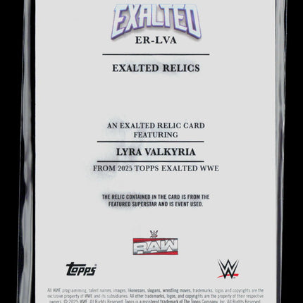2025 Topps Exalted WWE Lyra Valkyria #ER-LVA Relic Memorabilia
