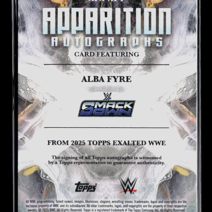 2025 Topps Exalted WWE Alba Fyre #APA-AFY 15/50 Auto
