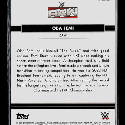 2026 Topps Chrome WWE National Sports Collectors Convention Oba Femi #WWE-06