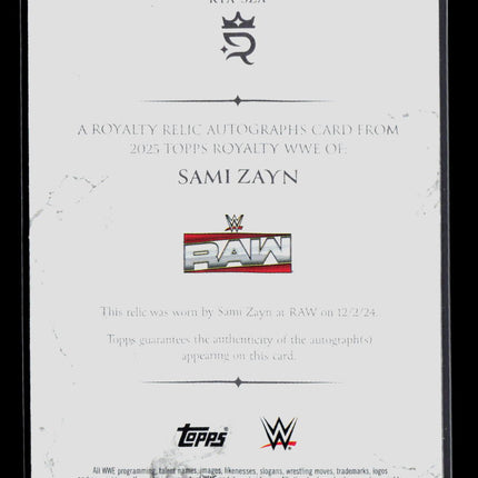 2025 Topps Royalty WWE Sami Zayn #RYA-SZA 70/99 Memorabilia Auto