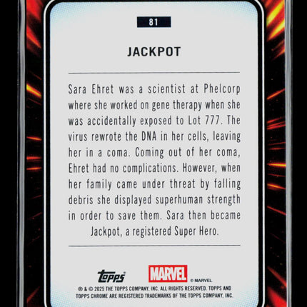 2025 Topps Chrome Marvel Sapphire Jackpot Sara Ehret #81