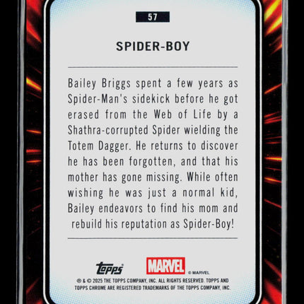 2025 Topps Chrome Marvel Sapphire Bailey Briggs Spider-Boy #57