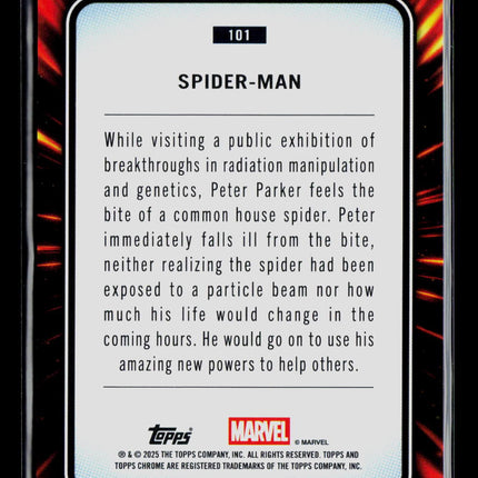 2025 Topps Chrome Marvel Sapphire Peter Parker Spider-Man #101