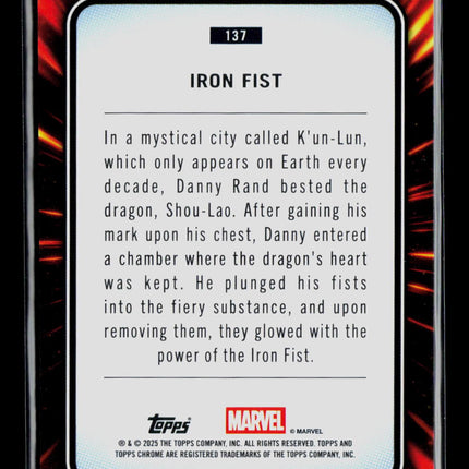2025 Topps Chrome Marvel Sapphire Iron Fist Danny Rand Refractor Parallel #137