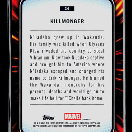 2025 Topps Chrome Marvel Sapphire Killmonger #34