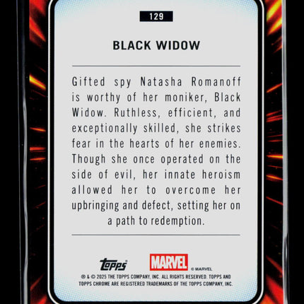 2025 Topps Chrome Marvel Sapphire Black Widow Natasha Romanoff #129