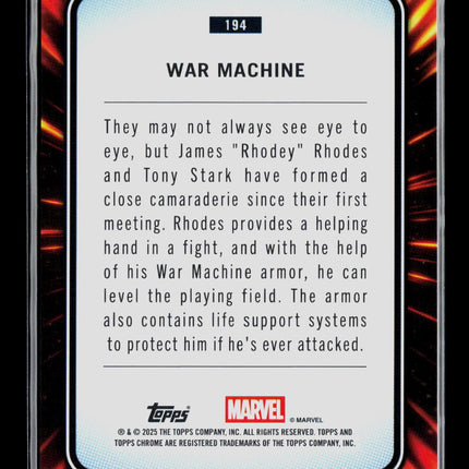 2025 Topps Chrome Marvel Sapphire War Machine #194