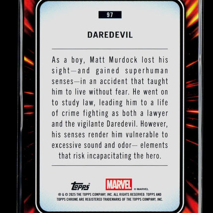 2025 Topps Chrome Marvel Sapphire Daredevil Matt Murdock #97