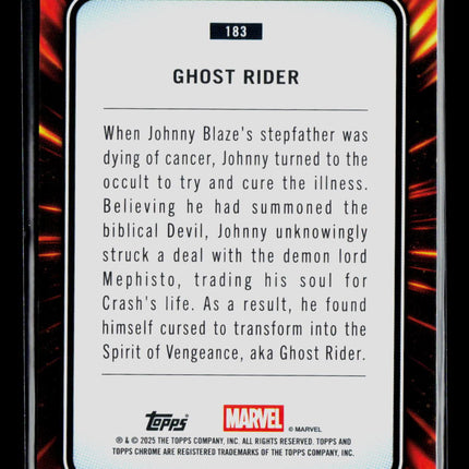 2025 Topps Chrome Marvel Sapphire Johnny Blaze Ghost Rider #183