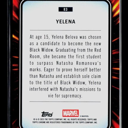 2025 Topps Chrome Marvel Sapphire Yelena Yelena Belova #83
