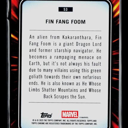2025 Topps Chrome Marvel Sapphire Fin Fang Foom #53