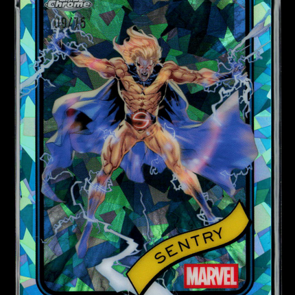 2025 Topps Chrome Marvel Sapphire Sentry 09/75 #168 Aqua