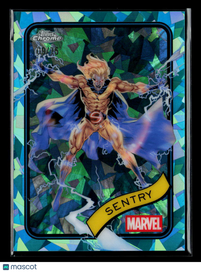 2025 Topps Chrome Marvel Sapphire Sentry 09/75 #168 Aqua