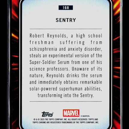 2025 Topps Chrome Marvel Sapphire Sentry 09/75 #168 Aqua