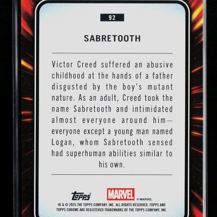 2025 Topps Chrome Marvel Sapphire Sabretooth Victor Creed #92