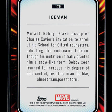 2025 Topps Chrome Marvel Sapphire Bobby Drake Iceman #179