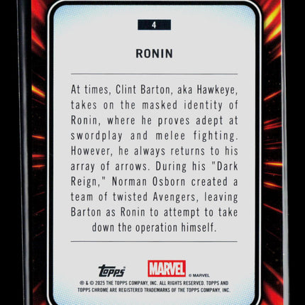 2025 Topps Chrome Marvel Sapphire Clint Barton Hawkeye Ronin #4