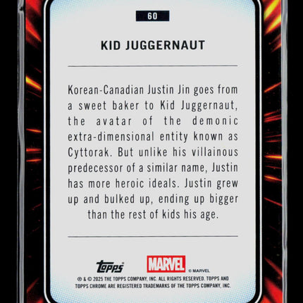 2025 Topps Chrome Marvel Sapphire Kid Juggernaut 1st Appearance #60