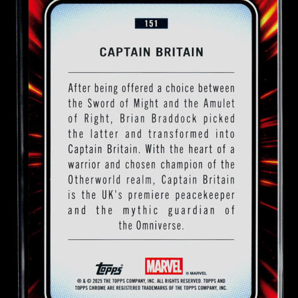 2025 Topps Chrome Marvel Sapphire Brian Braddock Captain Britain 48/75 #151 Aqua