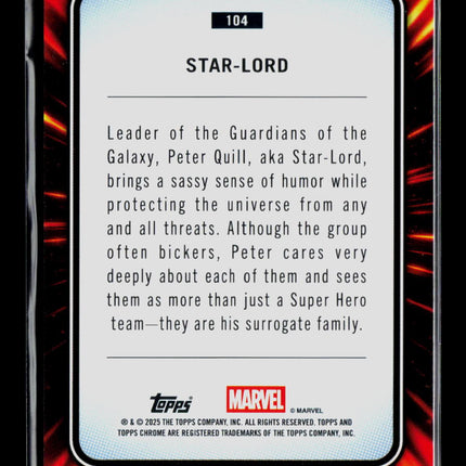2025 Topps Chrome Marvel Sapphire Star-Lord Peter Quill #104 Black /10