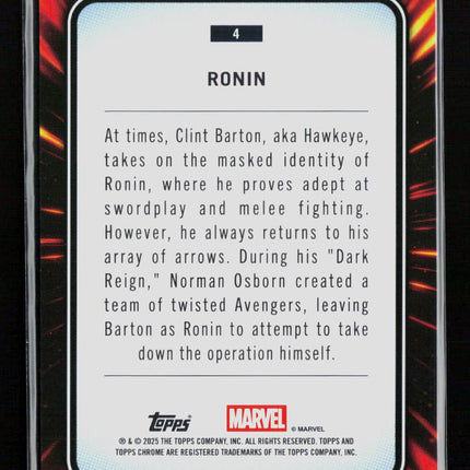 2025 Topps Chrome Marvel Sapphire Clint Barton Hawkeye Ronin #4