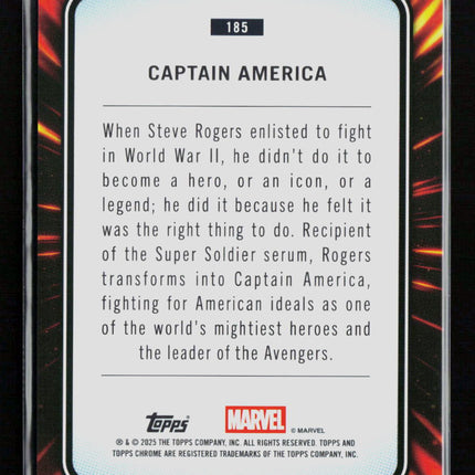 2025 Topps Chrome Marvel Sapphire Steve Rogers Captain America #185