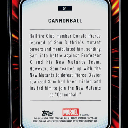 2025 Topps Chrome Marvel Sapphire Cannonball #51