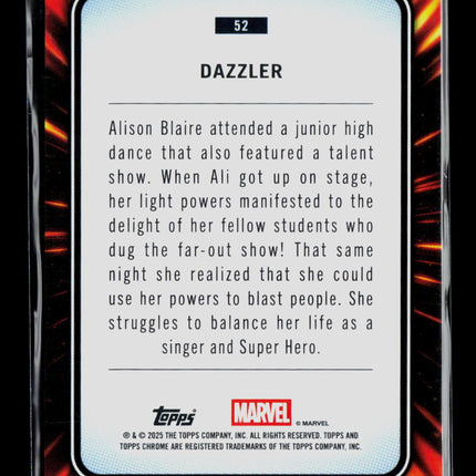 2025 Topps Chrome Marvel Sapphire Dazzler #52