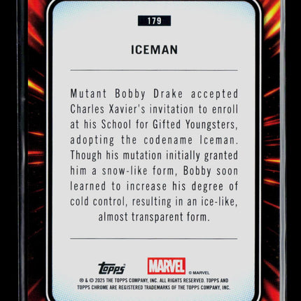 2025 Topps Chrome Marvel Sapphire Bobby Drake Iceman #179