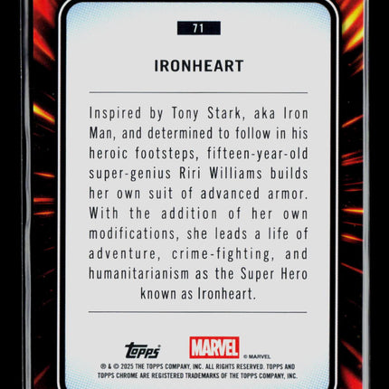 2025 Topps Chrome Marvel Sapphire Riri Williams Ironheart #71
