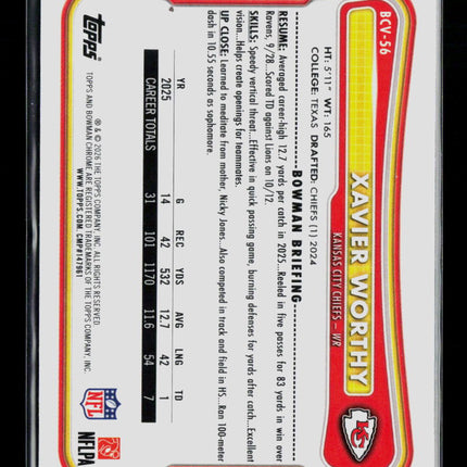 2026 Bowman Chrome Xavier Worthy #BCV-56 Green 164/399