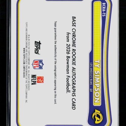2026 Bowman Chrome Football Ty Simpson #BCRA-TS RC Auto