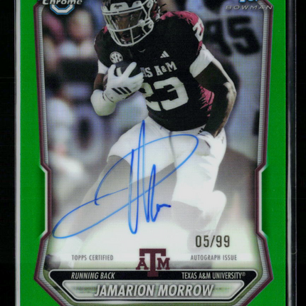 2026 Bowman Chrome Football Jamarion Morrow #BCPA-JMO Green 05/99 Auto