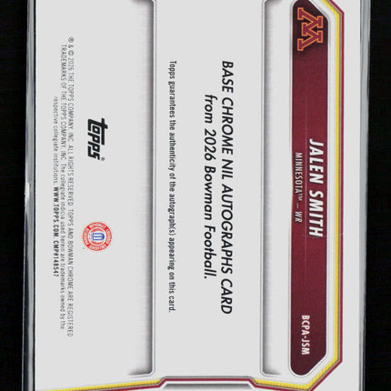 2026 Bowman Chrome University Football Jalen Smith #BCPA-JSM Auto