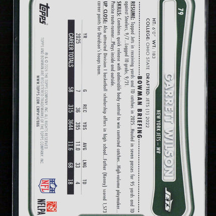 2026 Bowman Garrett Wilson #79 Yellow 162/275