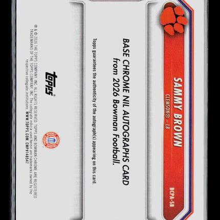 2026 Bowman Chrome Sammy Brown #BCPA-SB Green Reptilian 67/99 Auto