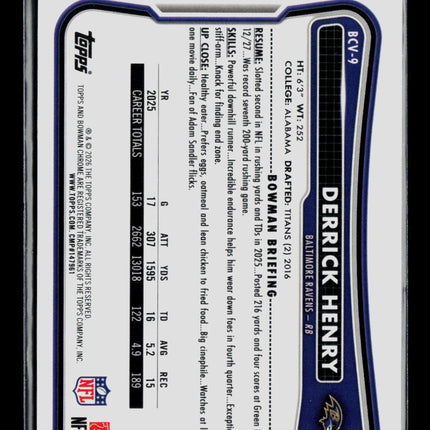 2026 Bowman Chrome Derrick Henry #BCV-9 Green Shimmer Refractor 86/99